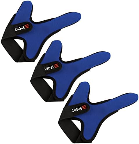 Klfoho Double-Finger Gloves, 3 Pack Anti-Slip Fishing Glove, Professional Finger Gloves Protector Unisex Elastic Band Glove for Outdoor Fishing, Fit Right Hand (Blue)