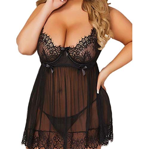Lace Garter Lingerie Set with Removable Choker Teddy Babydoll Strappy Bra and Panty-image-23