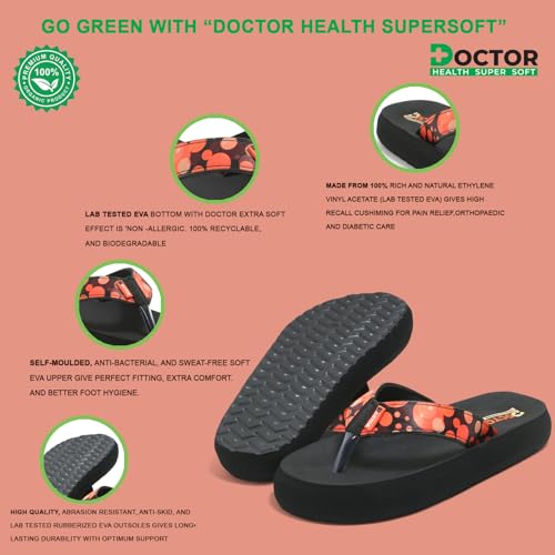 Image of DOCTOR HEALTH SUPER SOFT Women Stylish Printed Flip Flops | Soft Cushioned Everyday Wear Slippers for Women | Lightweight Anti-Slip Casual Thong Sandals