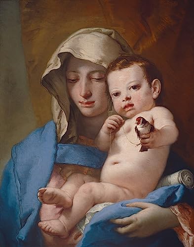 Lienzo de La dama del jilguero de Battista de 60x90cm, ideal para decorar salones elegantes