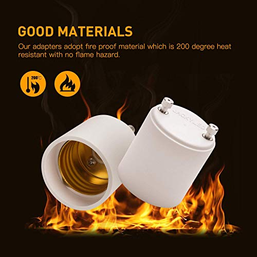 Image of JACKYLED GU24 to E26 E27 Adapter 8-Pack Heat Resistant Up to 392℉ Fire Resistant Converts GU24 Bi-Pin Based Fixture to E26 E27 Standard Screw-in Socket