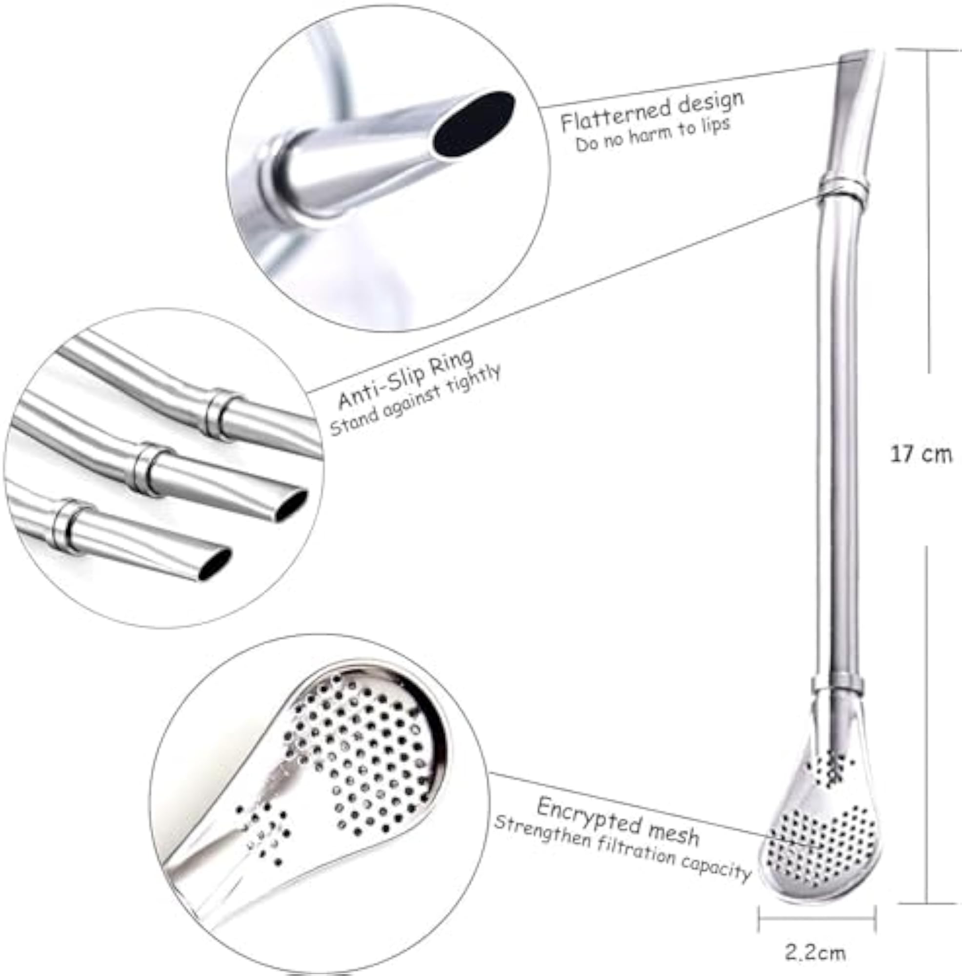 LEMOZA Metal Bombilla Spoon Filter for Yerba Mate