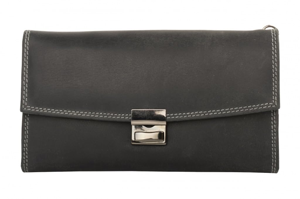 Generisch BlackHunter Kellnerbörse aus Leder mit Halfter, 18,5 x 10,5 cm, 6 Scheinfächer, Kette 50 cm, Schwarz