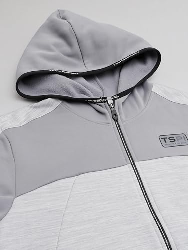 Image of TECHNOSPORT Men's Self Design Hooded Slim Fit Fleece Jacket