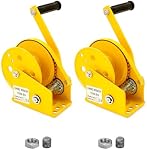 QWORK Hand Winch, 2 Pack 1200lbs Heavy Duty Manual Crank Winch, Marine Two-Way self-Locking Gear Winch Handle Crank Towing Winch for ATV Boat Trailer Truck