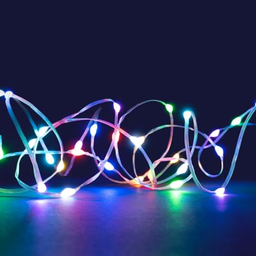Ghirlanda luminosa a LED, 9,9 m, 100 micro LED RGB, 16 colori, telecomando RF, uso interno/esterno