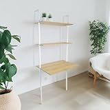 Box and Beyond - Escritorio Industrial con 2 estantes, Color Blanco - FSC 70% - 76 x 51 x 185 cm