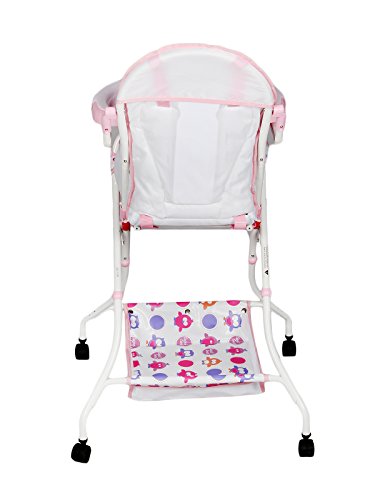 Image of ITN-8013 Foldable Baby Dining High Chair with Wheel (Pink)