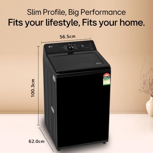 Image of LG 10 Kg, 5 Star, AI Direct Drive Technology, Wi-Fi Enabled, Inverter DirectDrive, Fully Automatic Top Load Washing Machine (TX310NWO, Turbodrum, Hard Water Wash, Turbowash, 6 Motion DD, Onyx Black)