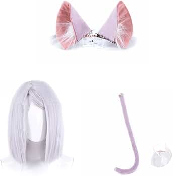 ヤニねこ 佐藤ヤニ子 風 ウィッグ ピアス付き猫耳 セット済 コスプレ Amazon.co.jp: 【即納 】 コスプレウィッグ +尻尾+耳 +ネット付き ヤニ