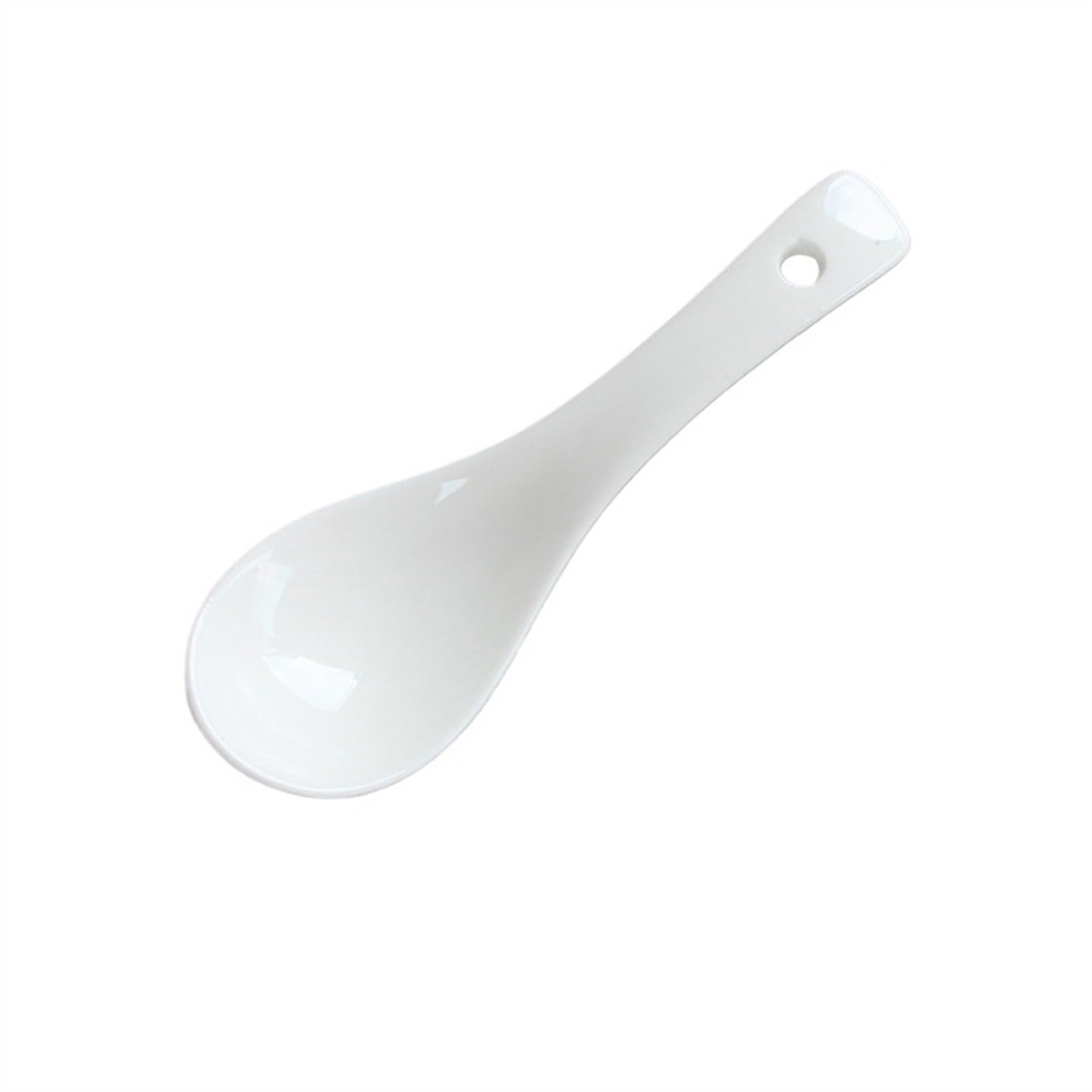 Cucharas soperas de cerámica Blanca Pura, Juego de 10, cucharas de Porcelana, cucharas de Postre, Cuchara para Servir de 14 cm de Largo y 4,3 cm de Ancho.