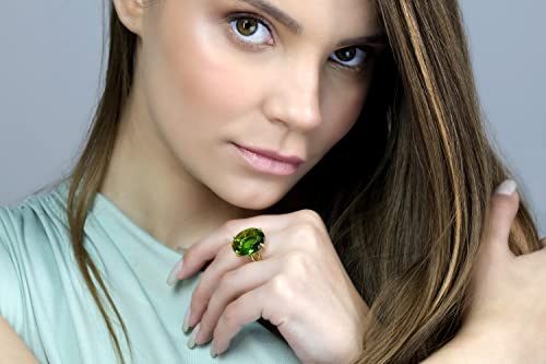 Anemone Jewelry Peridot Ring In 14K Rose Gold Filling - Vibrant Peridot Jewelry For Women - Artisan Rings, Simple Rings, Birthstone Rings, Statement Rings - Jewelry Box Included #TOP1