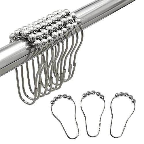 Wpm World Products Mart Black Cream Color Dotted Fabric Shower Curtain With 12 Roller Hooks Included - 71 X 72 Inch Size, Medallion Print Water Repellent Shower Curtains For Modern Bathroom (Black) #TOP4