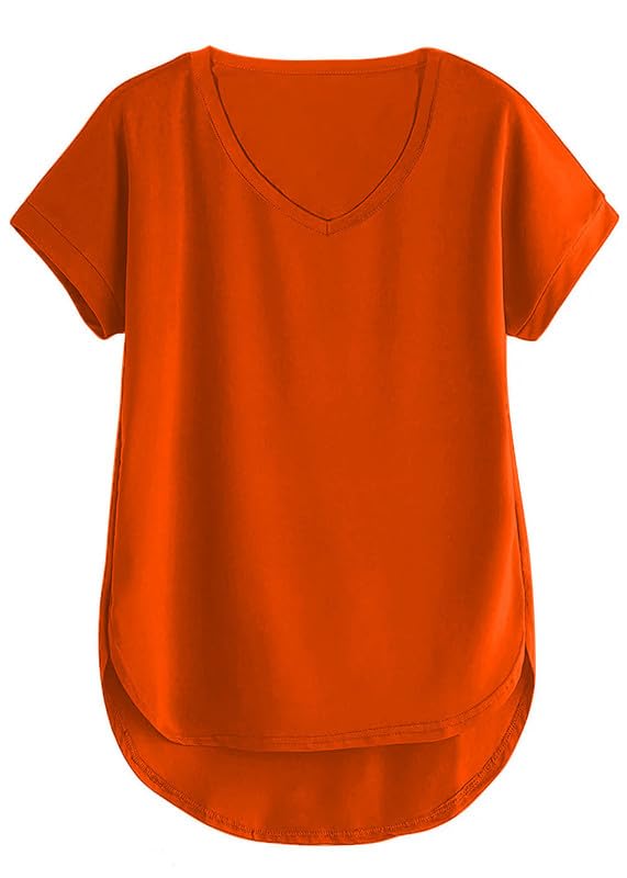 xolani Womens V-Neck Up Down Hem Cotton Tshirt for Women VX61 VK-picture-47