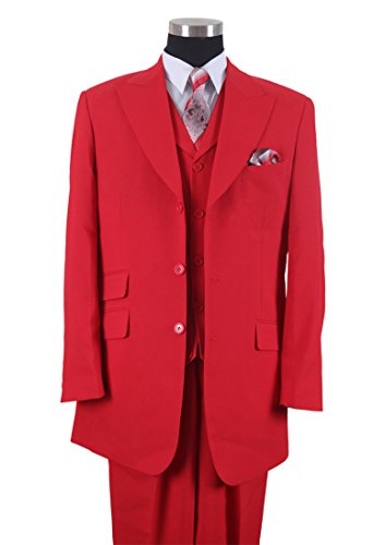 Milano Moda Mens Suit 3 Piece Set Solid Regular Fit Hl905V New York Brand Burgundy #TOP1