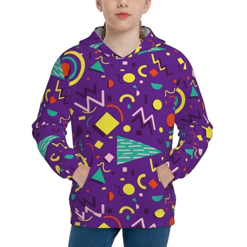 Retro 80s Style Kid Hoodies Boys Sweatshirts Girls Pullover with Pocket