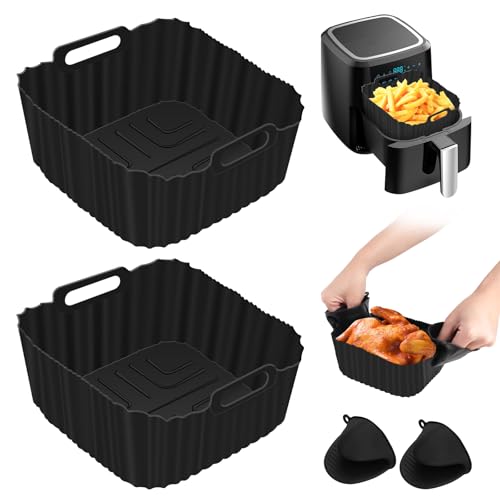 UTOCLEC Molde Silicona Freidora de Aire, 2PCS Cuadrado Accesorios Freidoras de Aire para HD9252, HD9255, HD9200, Reutilizables Accesorios Freidora De aire, para Freidora de Aire, Microondas, Horno