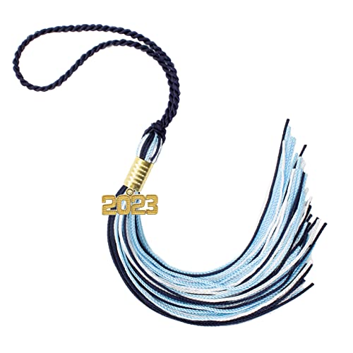 Tassel Depot 2023 Navy/Light Blue/White Graduation Tassel - Every School Color Available - Made in USA