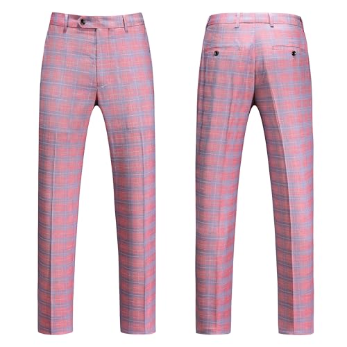 MOGU Mens 3 Piece Slim Fit Plaid Suit Blazer Jacket+Vest+Pants4