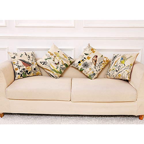 Decorative Throw Pillow Covers 18x18 inches Set of 4 Birds Butterfly and Plant Cushion Covers 45cm x 45cm Boho Linen Square Throw Pillow Cases for Living Room Sofa Couch Bed Pillowcases (Gold Black) - Image 2