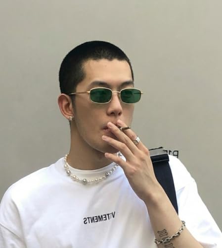 Image of Rectangle Retro UV Protection Sunglasses for Men & Women, Stylish 90's Narrow Frame