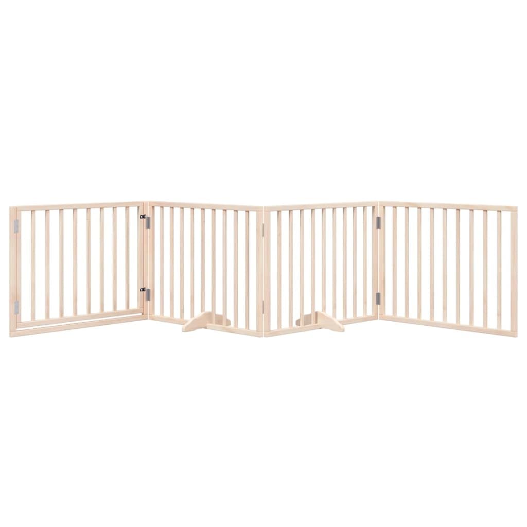 Homgoday Barrera para Perros,Barrera de Seguridad para Perros Mascotas,Valla Perros Interior Puerta para Perros Plegable 4 Paneles Madera de álamo 320 cm