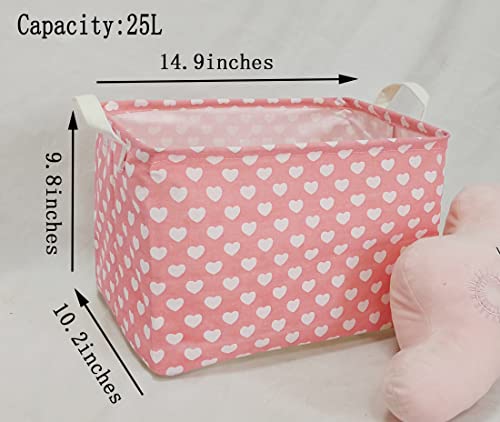Image of MAIZMZ Girls Storage Basket Pink Valentine's Day Gifts Basket Waterproof Organizer Nursery Bins Toy Box for Organizing Home /Dorm /Kitchen /Pet /Office /Closet /Shelf /Room Decor