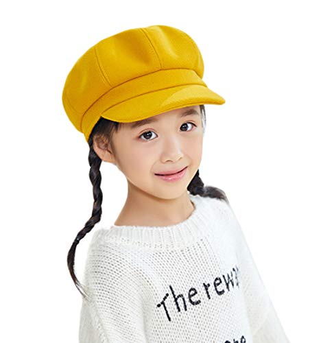 Kids Boys Girls Winter 8 Panels Newsboy Caps Wool Flat Beret Cabbie Hat For Toddler Baby,2 To 7 Years #TOP1