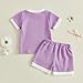 Mubineo Baby Girl Summer Clothes Fashion Lace T Shirt Tops Shorts Outfits Toddler Crewneck Tee Shirts Short Set Outfit (Purple, 18-24 Months)