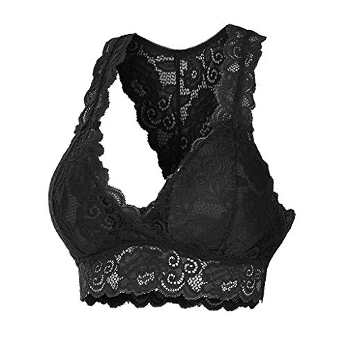 KEIZHUONIQIU Sport BH Sexy Damen Push up BH ohne Bügel Damen Blumen BH Spitze Bralette Bustier Crop Top Comfort Bra V… – Bild 3