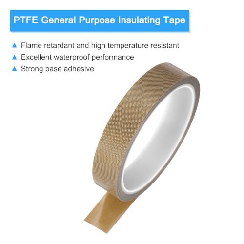 Image of MECCANIXITY 1 Pcs High Temperature Tape 19mm PTFE Coated Fabric Tape Heat Resistant Tape for Vacuum Sealers Adhesive Tape 10m /33ft Brown 0.18mm Thickness