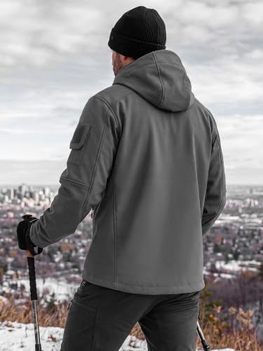 Image of FREE SOLDIER Men's Waterproof Softshell Jacket Fleece Lined Outdoor Jacket Tactical Military Hoodie Windbreaker