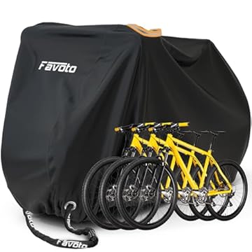 Favoto Telo di copertura per bicicletta, impermeabile, per 2-3 biciclette, 210T, in tessuto Oxford, con sacchetto (Nero)
