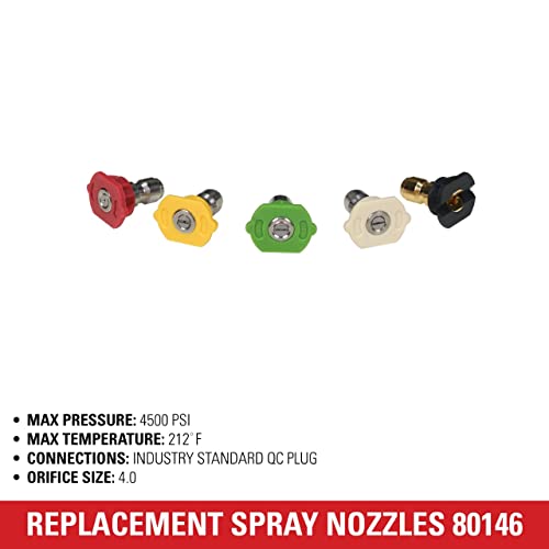 Simpson Cleaning 80146 4500 PSI Universal Pressure Washer Nozzles, 1/4-Inch Quick Connect, Hot- and Cold-Water Compatible, Set of 5 - Thumbnail 5