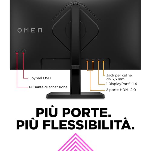 OMEN 24 FHD Monitor, Schermo da 24'' Full HD, Risoluzione 1920 x 1080 Pixel, Pannello IPS 16:9 da FHD – 165 Hz -1 ms, 1 ms, IPS - HDR 400 - 450 Nits, Antiriflesso, AMD FreeSync, USB, HDMI, Nero - Monitor - Immagine 4