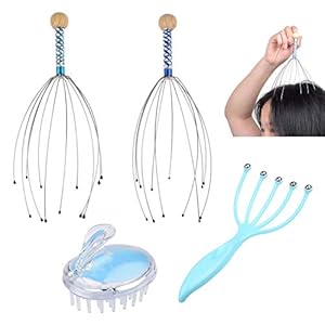 Kopfhaut Massage-Set – 2x Kopfhaut Kratzer, 1x Roller Ball Klauen Massagegerät und 1x Shampoo Massage Bürste – Entspannt…