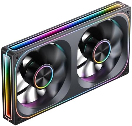 JONSBO ZA-240BR (Reverse) PC Case Fan,All(2)-in-One,Single Frame Unit with 2x120mm 3Pin ARGB Fans,PWM, Reverse Blade Silent with 4-Sides Infinity Mirror Fan,Aluminum Nameplate,28mm Thick Black
