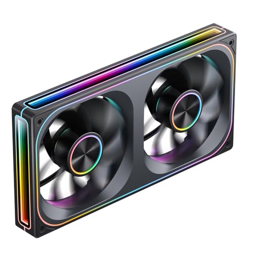 Image of JONSBO ZA-240BR (Reverse) PC Case Fan,All(2)-in-One,Single Frame Unit with 2x120mm 3Pin ARGB Fans,PWM, Reverse Blade Silent with 4-Sides Infinity Mirror Fan,Aluminum Nameplate,28mm Thick Black