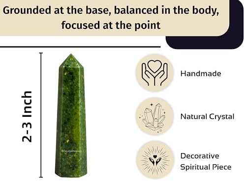Image of Crystal Heaven Certified Green Jade Tower Obelisk Point For Chakra, Healing And Balancing - Aaa Grade Original Certified Gemstone Agate For Reiki Meditation Yoga Spiritual (2-3 Inches)