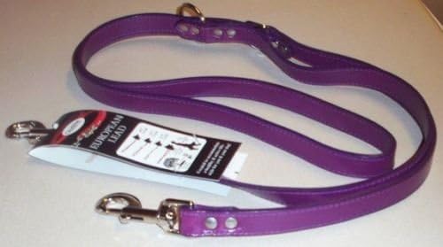 Signature Leather European Style 6-in-1 Dog Lead, Grape/Purple