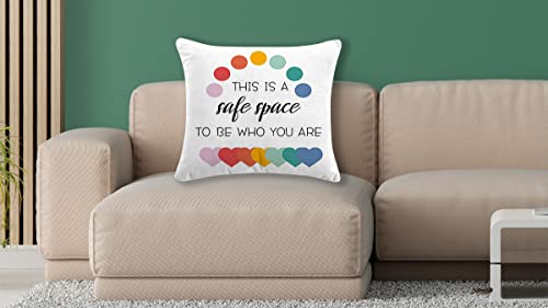 This Is A Safe Space To Be Who You Are Throw Pillow Cover,Inspirational Quote Cushion Cover For Sofa Bed Home Decor 18 X 18 Inch,Housewarming Gifts,Kid's Gift #TOP1