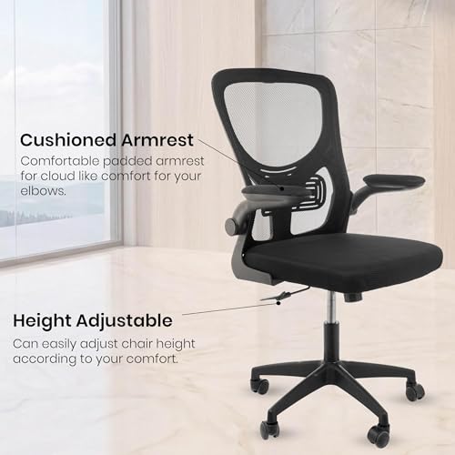 Image of NORMAN JR Black | Mid Back Imported Mesh Fabric Boss Office Chair | Y Design Ergonomic Back Support | 2D Aero Design Adjustable Armrests | Synchro Tilt Lock Mechanism | Adjustable Lumbar Support