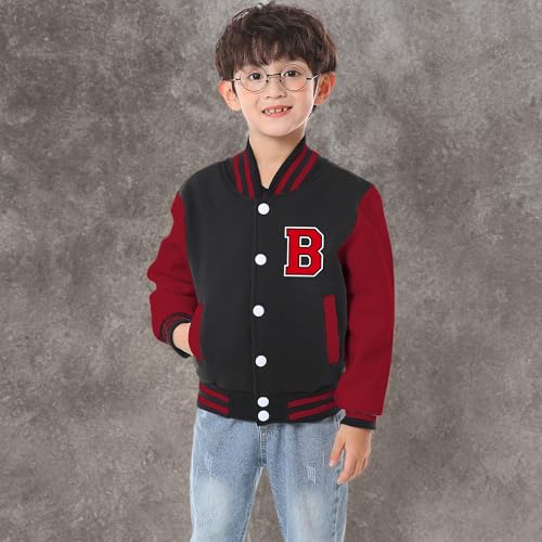 Image of BAICAIYU Kids Baseball Jackets Boys and Girls Varsity Coat Buttons Cardigan Letter Sport Letterman School Jacket