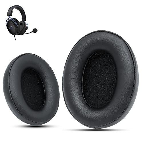 Krone Kalpasmos HyperX Cloud 2 Ersatz Ohrpolster, für HyperX Cloud ALPHA/1/2/Wireless/ALPHA/ALPHA S/CORE/Stinger/Flight/Mix, Ohrpolster-Kissen mit Weicherem Hochdichtem Schaumstoff-Schwarz