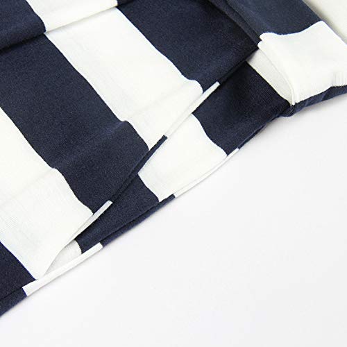 Palinda Women's Striped Elegant Short Sleeve Wear To Work Casual Pencil Dress With Belt (Navy Blue,S) #TOP5