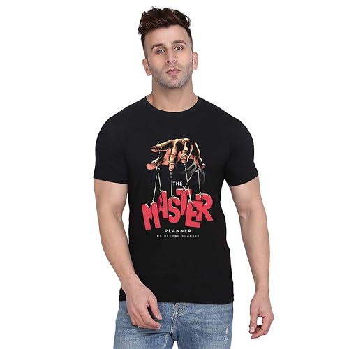 Image of Men's The Master Planner T-Shirt Black Graphic Print Puppet Master Design Half Sleeve Cotton Round Neck Attitude Street Wear Tee for Boys & Men | Fashions Love Design C-HSR-0010