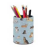 XUWU Cute Puppy Dog Pen Holder Pencil Organizer Cute Pencil Cup Desk Decor Makeup Brush Holder PU Multifunctional Office Suppliesfor Home Classroom School