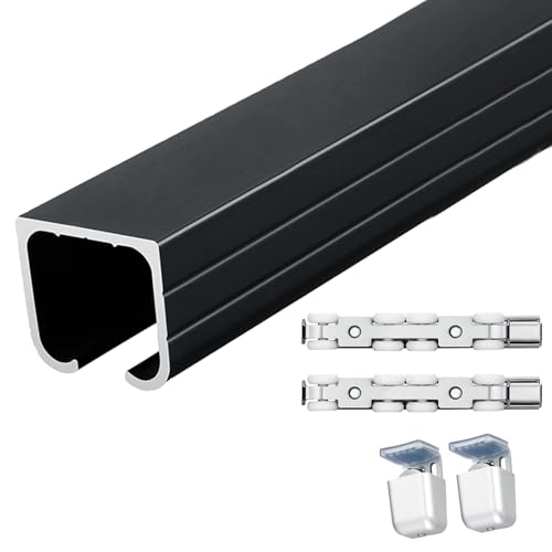 Kit de rail pour porte coulissante de placard ou douche de 100 a 400 cm avec roulettes
