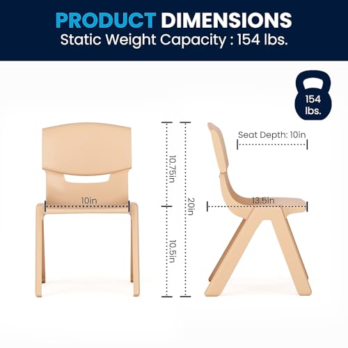 Flash Furniture Emmy Adjustable Classroom Activity Table with 6 Stackable Chairs, Plastic Activity Table for Kids, 23.625" W x 47.25" L, Natural
