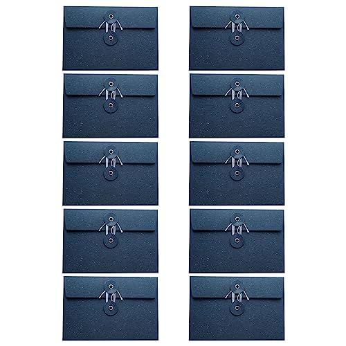 ボタンとストリング付きの10pcsペーパーエンベロープありがとうございますメモと招待状ドキュメントレターオーガナイザー紙の封筒